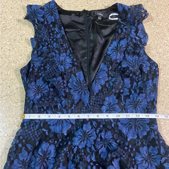 NWOT Lulus Molinetto Navy Blue Lace Ruffled Tiered Sleeveless Maxi Dress - Picture 9 of 10